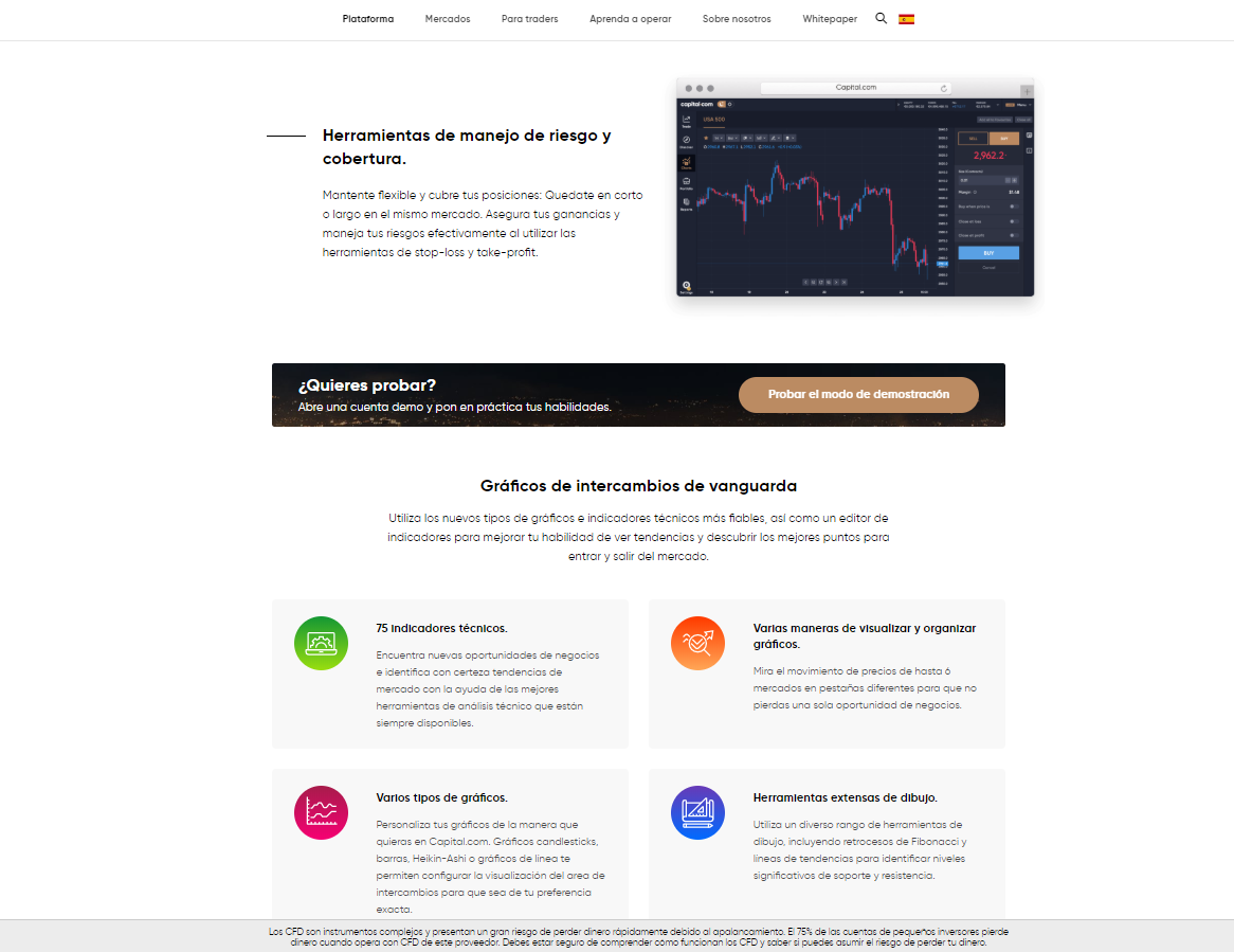 Gráficas y otras herramientas disponibles de la plataforma capital.com Gráficas y otras herramientas disponibles de la plataforma capital.com